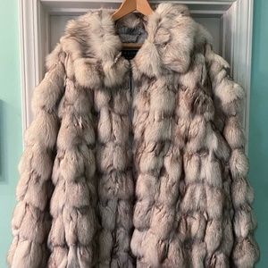 Knoles and Carter Blue Fox Fur Coat Bomber 4XL